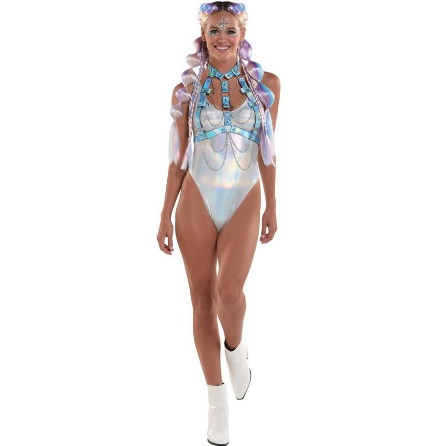 Adult Iridescent Blue Chest Harness with Chains