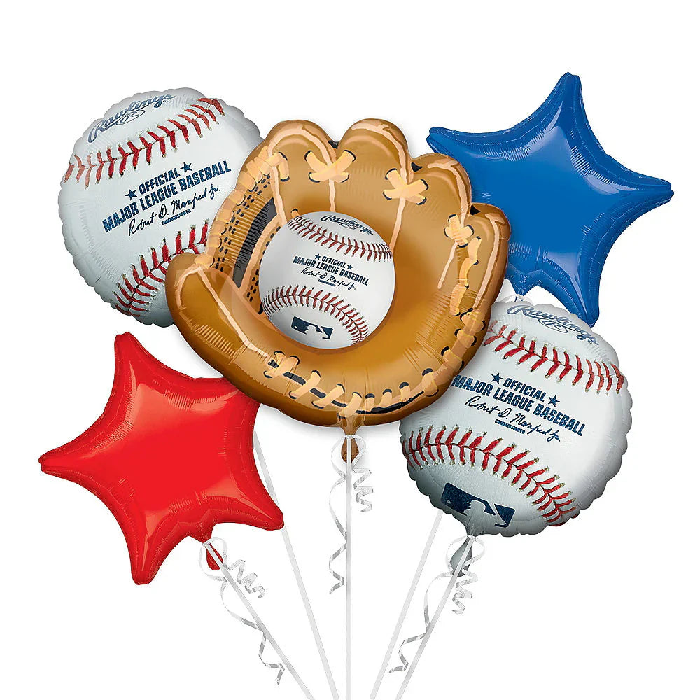 MLB Baseball Balloon Bouquet – 5 Piece Sports Party Decoration