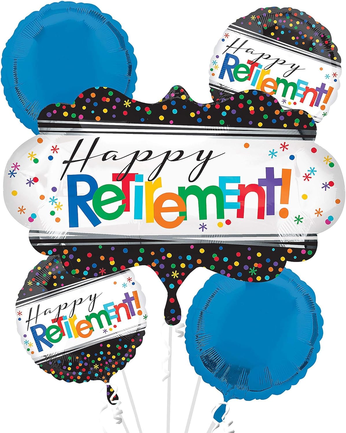 Officially Retired Balloon Bouquet – 5 Piece Foil Retirement Party Decoration