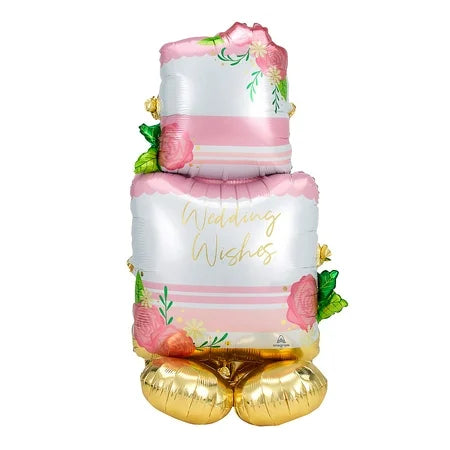 52" Wedding Cake AirLoonz® Balloon – Self-Standing Wedding Decor (No Helium Needed)