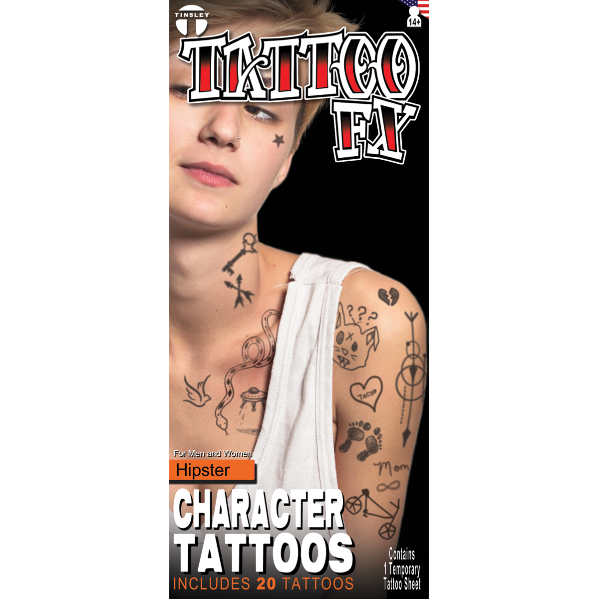 Hipster Character Temporary Tattoos