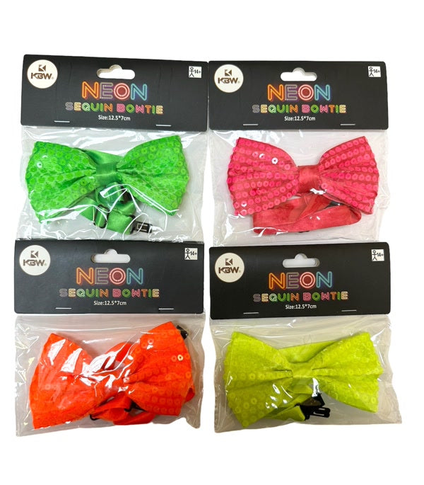 Neon Sequin Bow Ties