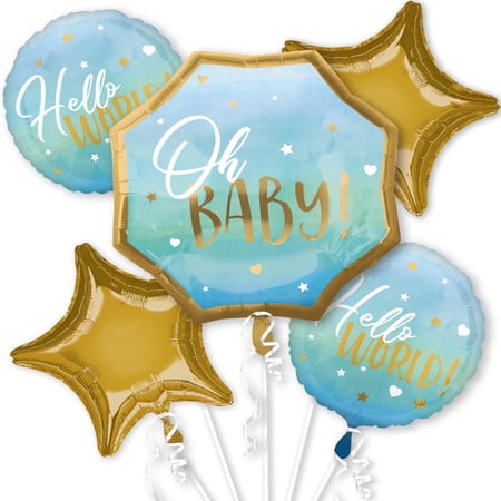 Baby Boy Balloon Bouquet - Blue, 5 Pieces