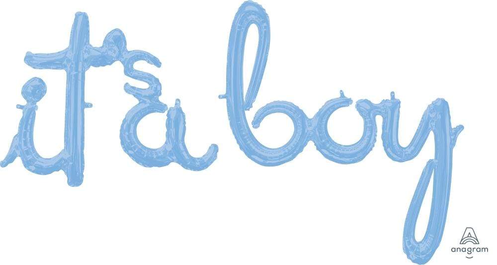40" Script Phrase "It's A Boy" Air-Filled Foil Balloon - Blue