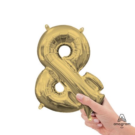 16" Symbol "&" Air-Filled Foil Balloon - White Gold