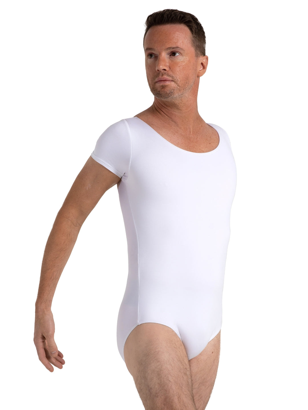 Men's Short Sleeve Leotard - White