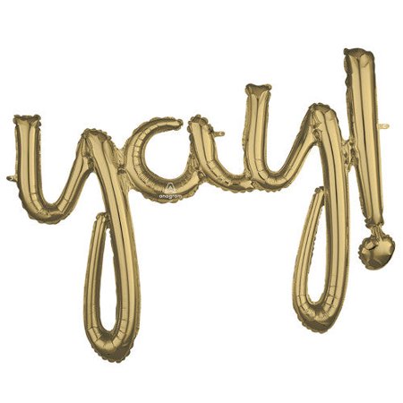 35" Script Phrase "Yay!" Air-Filled Foil Balloon - White Gold